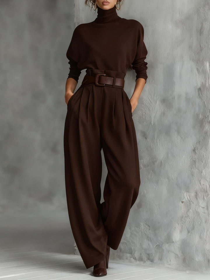 Jocelyn | Turtleneck Jumpsuit Set Long Sleeve High Waist Belt