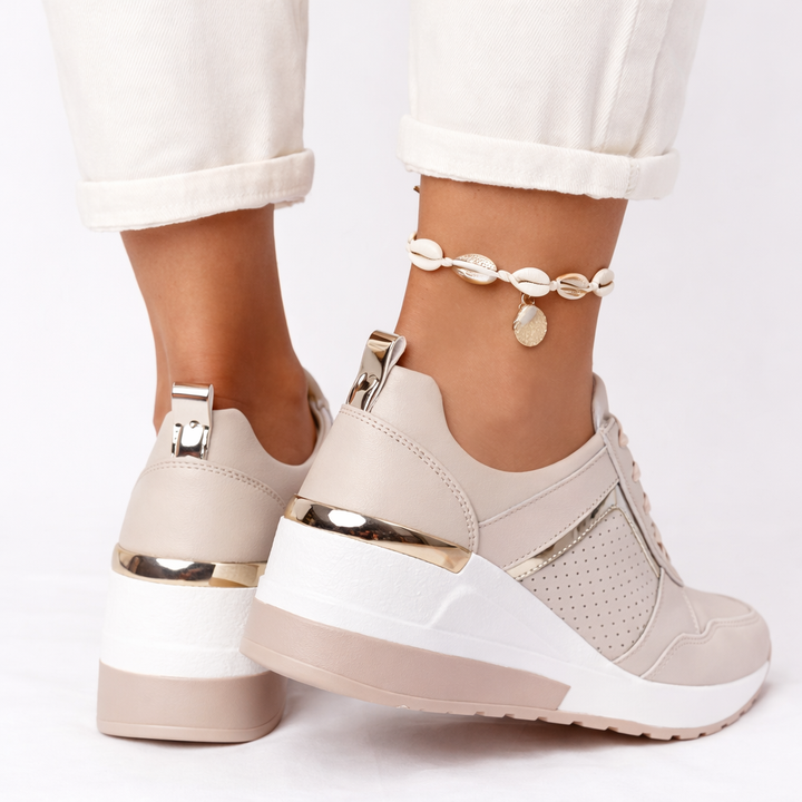Camille | Orthopedic Wedge Sneakers with Metallic Details