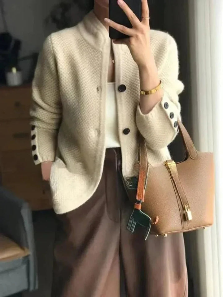 Hattie | Women's Cashmere Wool Button-Front Knit Cardigan