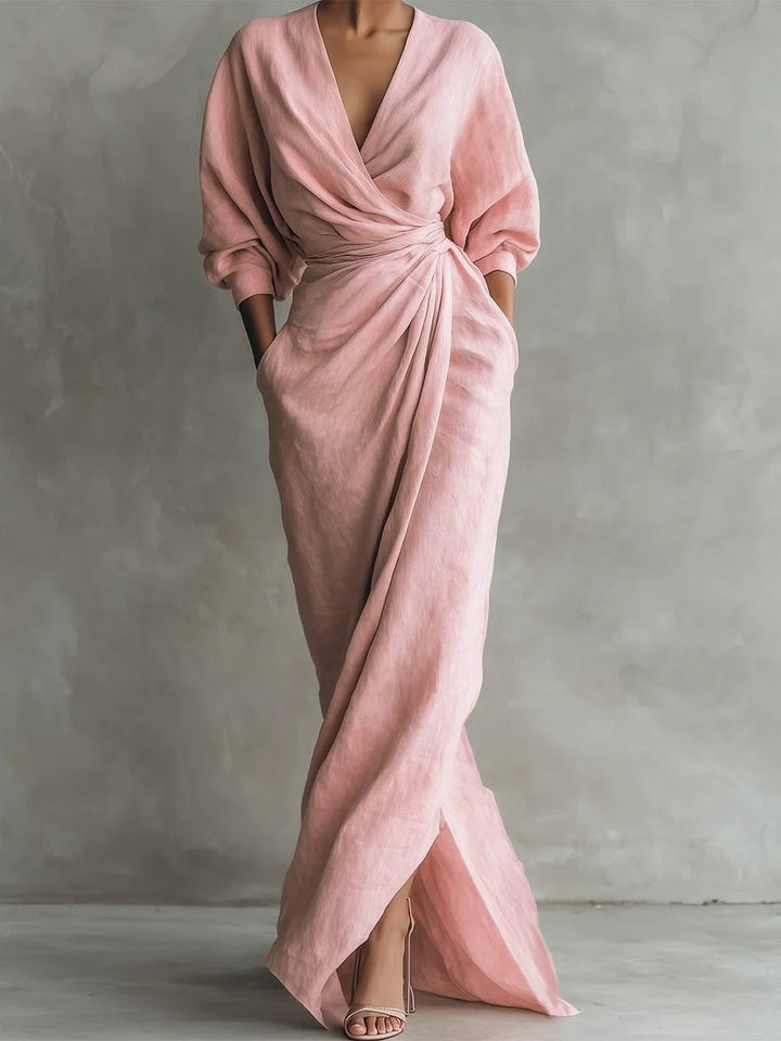 Ivanna | Women's V-Neck Batwing-Sleeve Wedding Guest Maxi Dress
