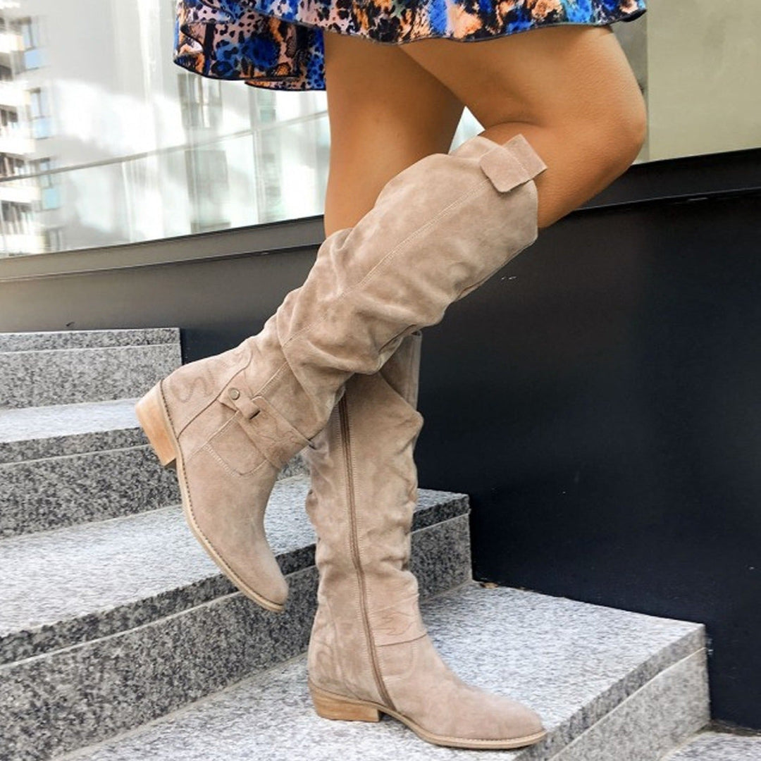 Faye | Women's Suede Slouch Knee High Boots