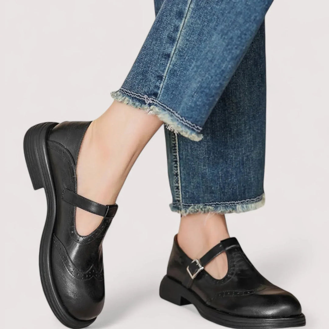 Maya  | Women's orthopaedic leather Mary Jane shoes with T-strap