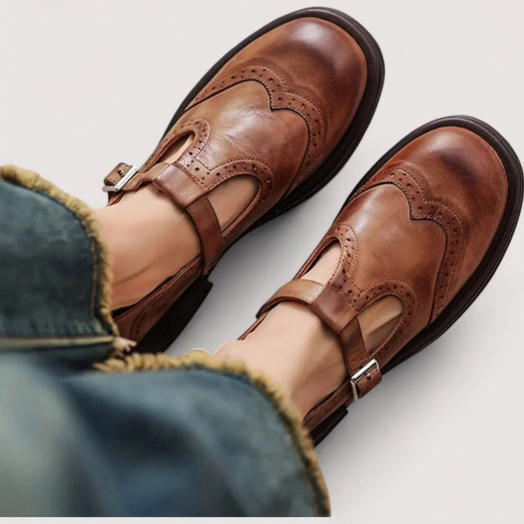 Maya  | Women's orthopaedic leather Mary Jane shoes with T-strap