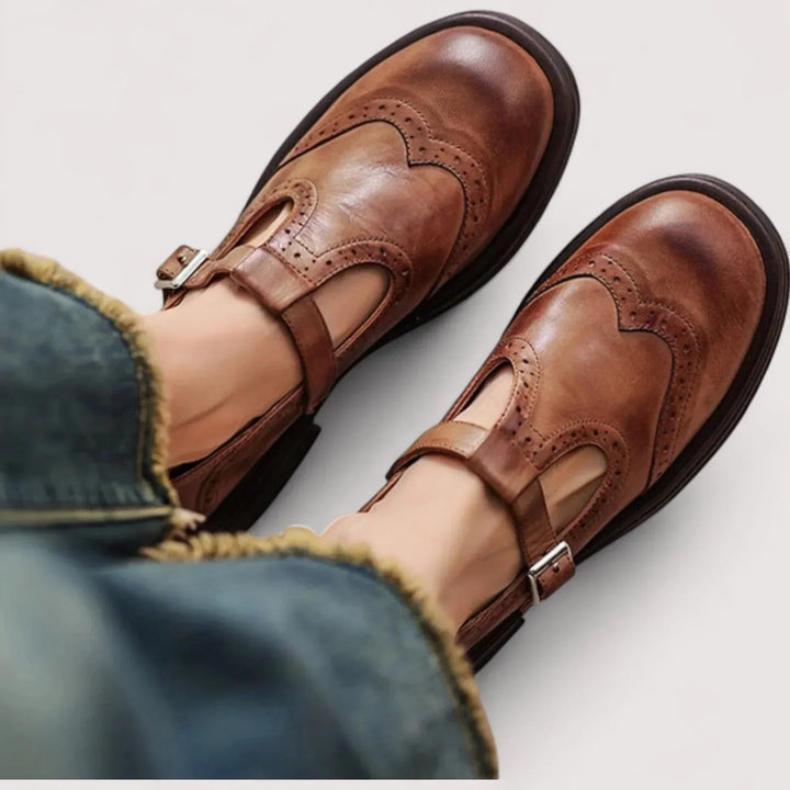 Maya  | Women's orthopaedic leather Mary Jane shoes with T-strap