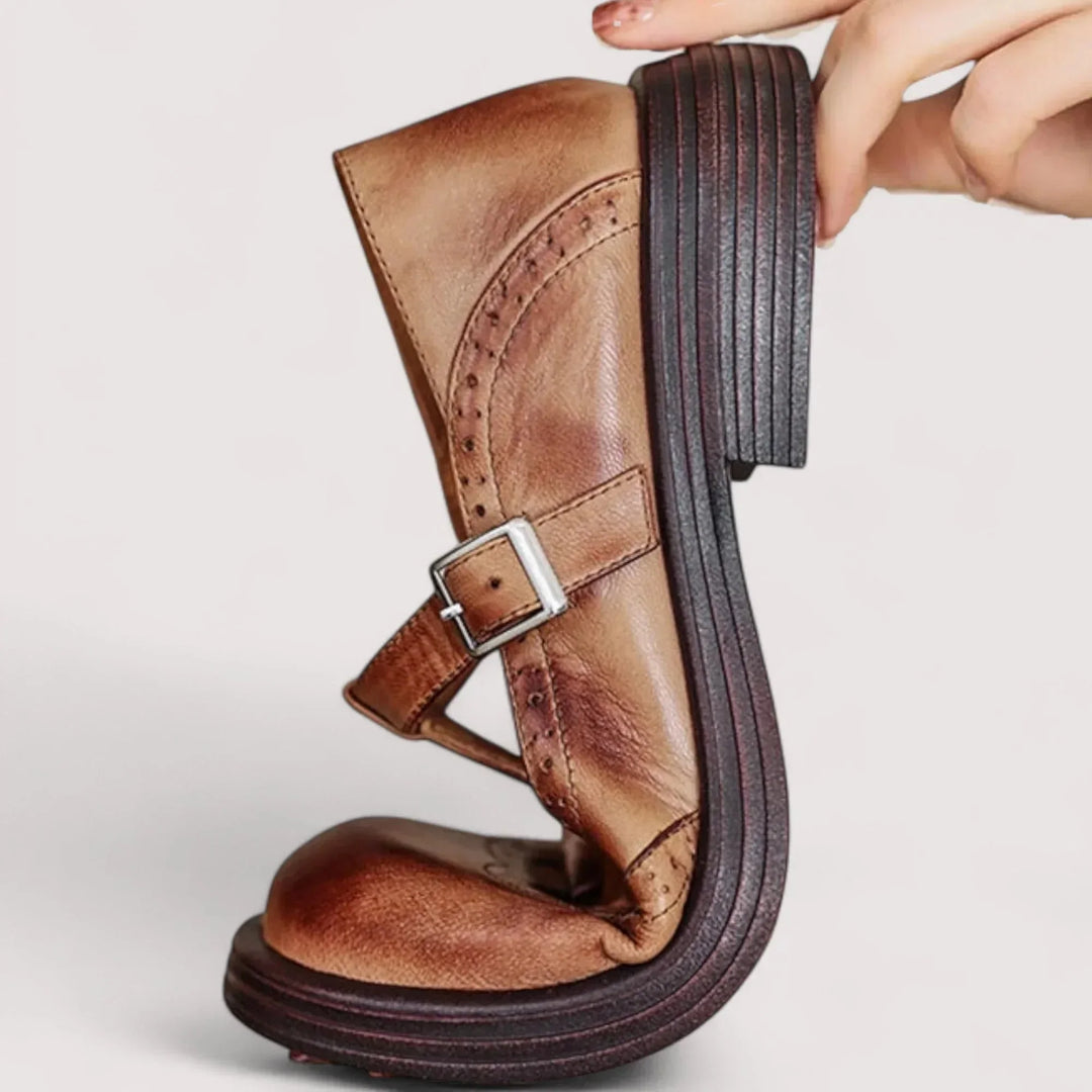Maya  | Women's orthopaedic leather Mary Jane shoes with T-strap