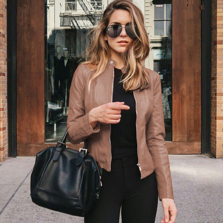 Aisling | Women Faux Leather Jacket Slim Fit Zip Up