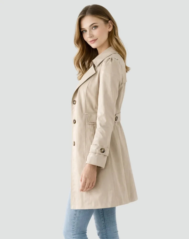 Bella | Women's Tailored Mid-Length Double-Breasted Trench Coat