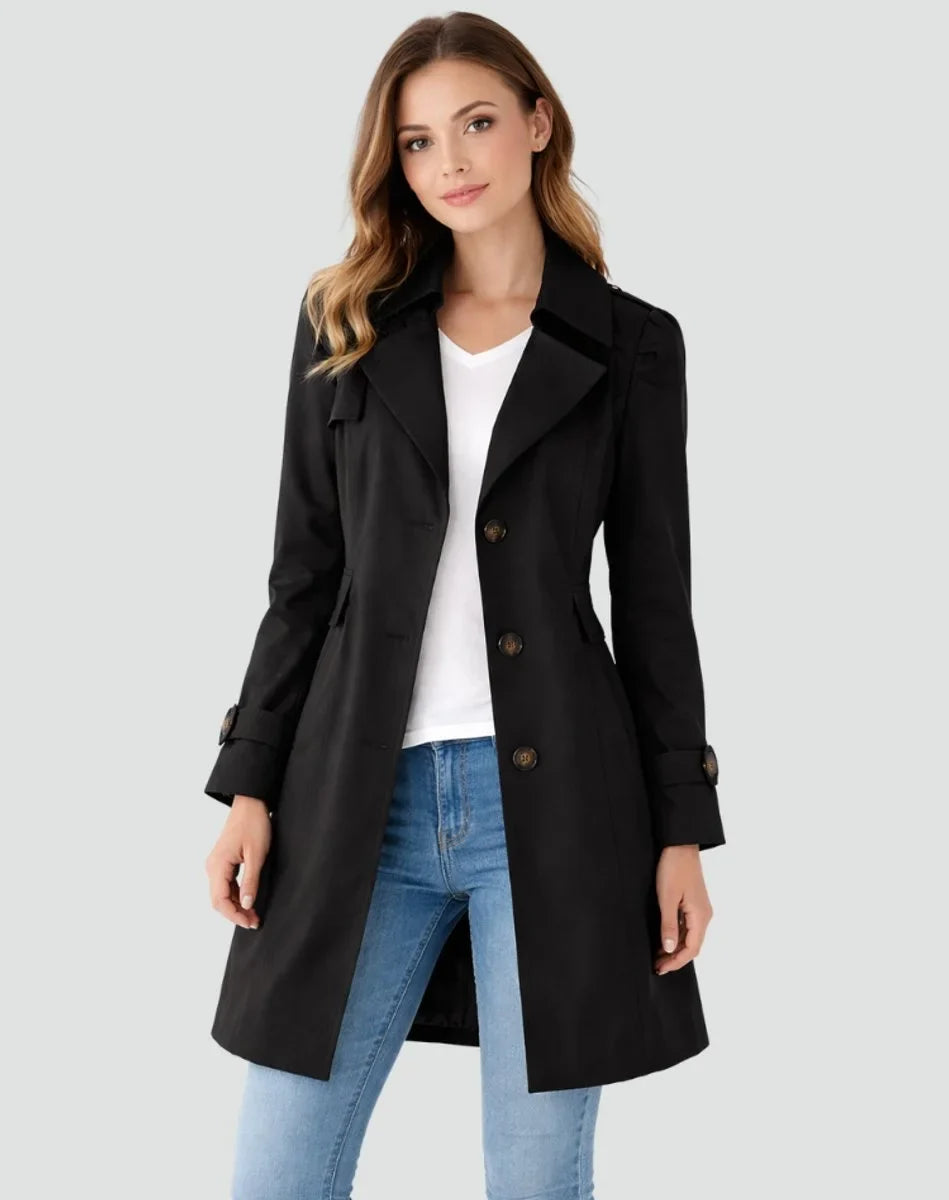 Bella | Women's Tailored Mid-Length Double-Breasted Trench Coat