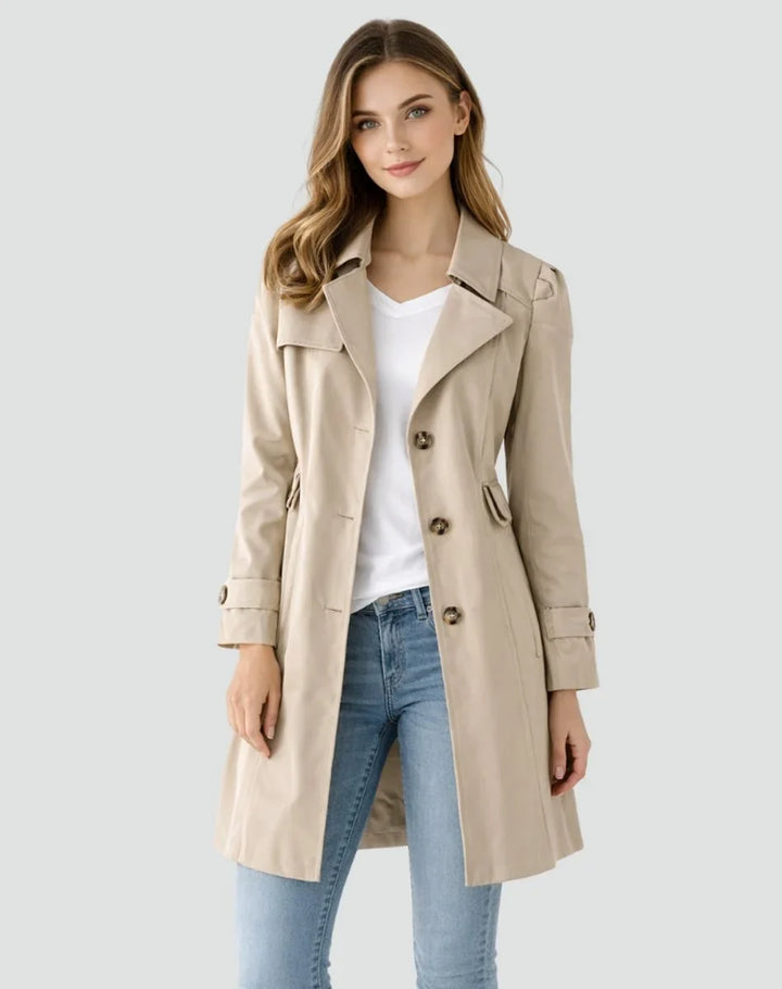 Bella | Women's Tailored Mid-Length Double-Breasted Trench Coat