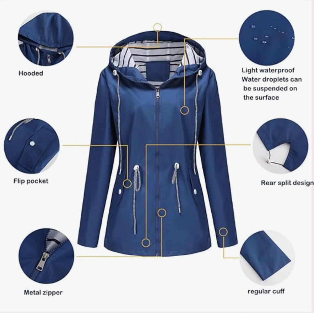 Ayleen | Women's waterproof hooded jacket with striped lining