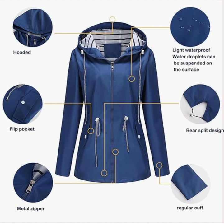 Ayleen | Women's waterproof hooded jacket with striped lining